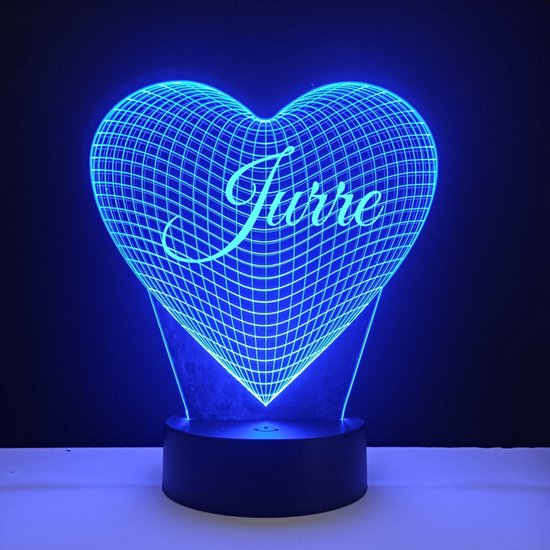 3D LED Lamp - Hart Met Naam - Jurre
