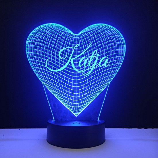 3D LED Lamp - Hart Met Naam - Katje van Merkloos