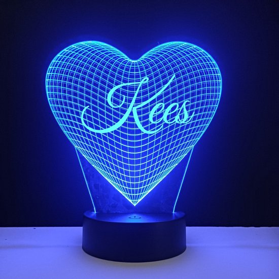 3D LED Lamp - Hart Met Naam - Kees van Illuxions