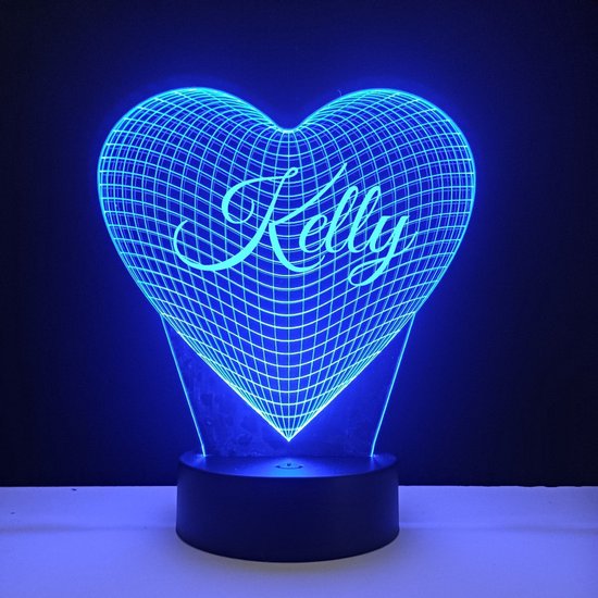 3D LED Lamp - Hart Met Naam - Kelly van Kadokado