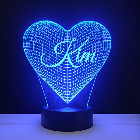 3D LED Lamp - Hart Met Naam - Kim van Merkloos