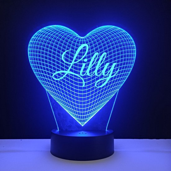 3D LED Lamp - Hart Met Naam - Lilly van Merkloos