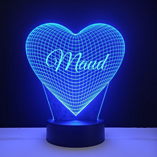 3D LED Lamp - Hart Met Naam - Maud van Merkloos
