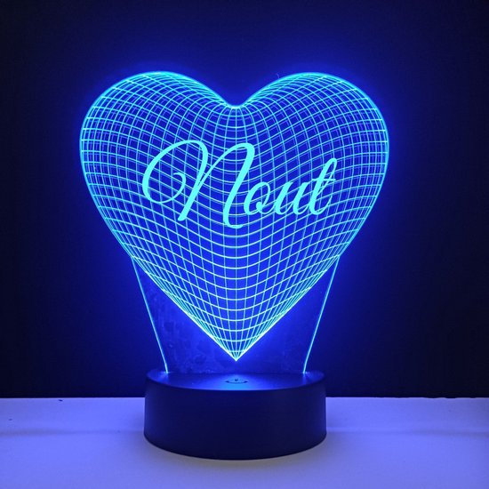 3D LED Lamp - Hart Met Naam - Nout van Merkloos