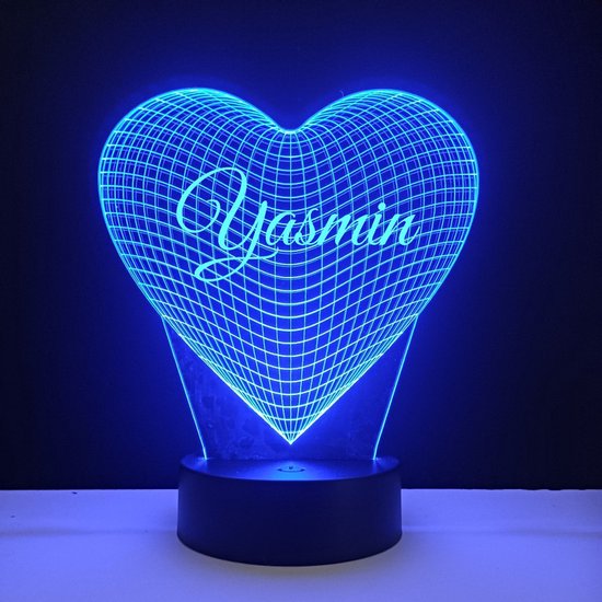 3D LED Lamp - Hart Met Naam - Yasmin van Merkloos