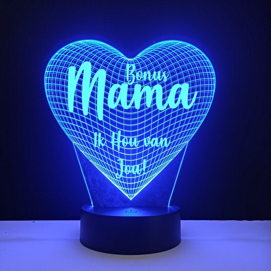 3D LED Lamp - Hart Met Tekst - Bonus Mama Ik Hou Van Jou van Patipaai