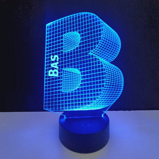 3D LED Lamp - Letter Met Naam - Bas van Merkloos