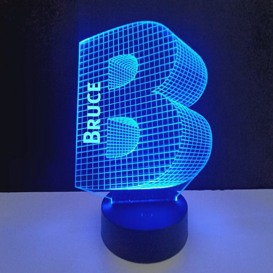 3D LED Lamp - Letter Met Naam - Bruce van Merkloos