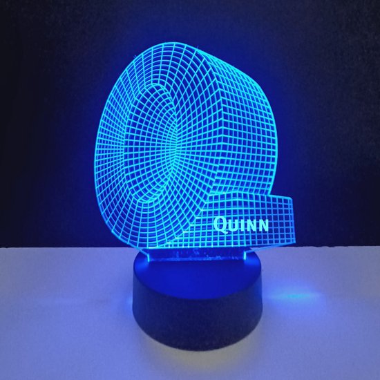 3D LED Lamp - Letter Met Naam - Quinn van Merkloos