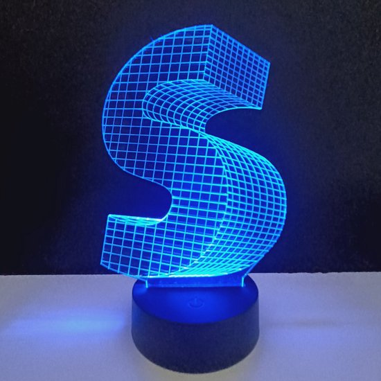 3D LED Lamp - Letter - S van Merkloos