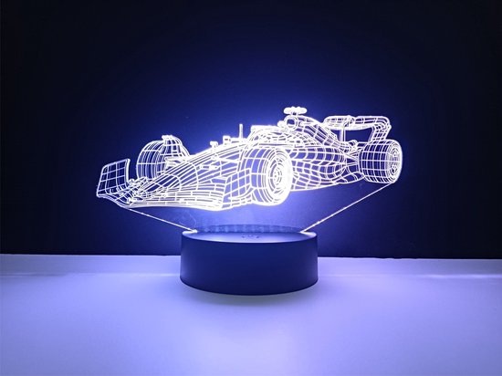 3D Led Lamp - MAX - Formule 1 Auto - F1 - 2024 - 3D Lamp - Tafellamp Slaapkamer - Night Lamp - Nachtlichtje - Verjaardagscadeau - Formule 1 - Raceauto van Merkloos