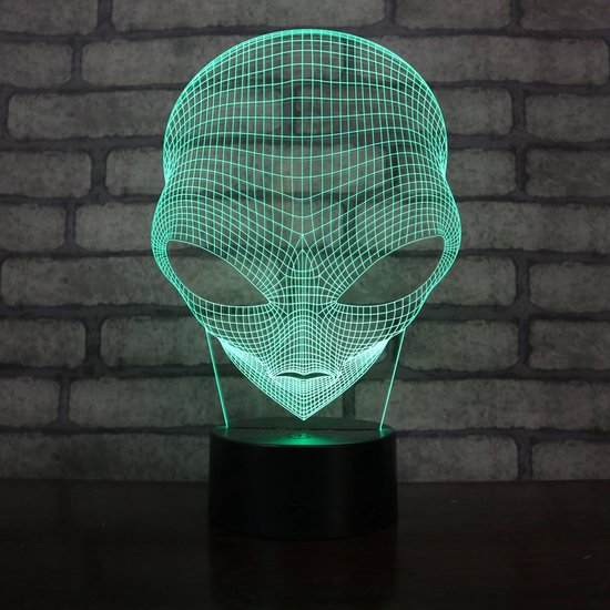 3D Led Lamp Met Gravering - RGB 7 Kleuren - Alien van Merkloos