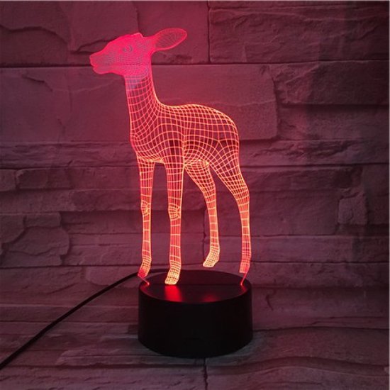 3D Led Lamp Met Gravering - RGB 7 Kleuren - Baby Hertje van Tassilo Home