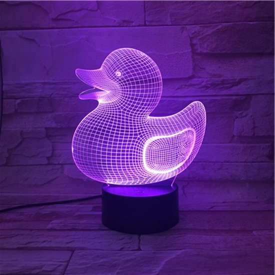 3D Led Lamp Met Gravering - RGB 7 Kleuren - Badeendje van Merkloos