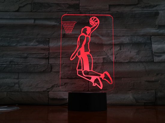 3D Led Lamp Met Gravering - RGB 7 Kleuren - Basketbal van Merkloos
