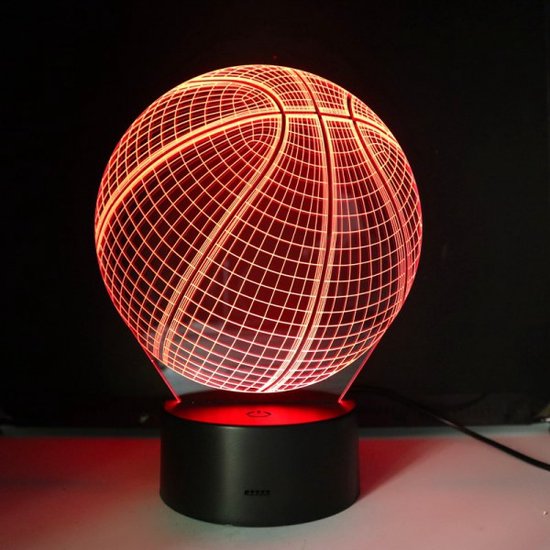 3D Led Lamp Met Gravering - RGB 7 Kleuren - Basketball van Merkloos