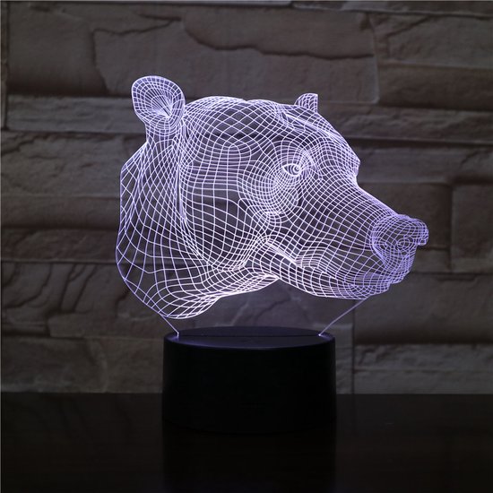 3D Led Lamp Met Gravering - RGB 7 Kleuren - Beer van Balvi
