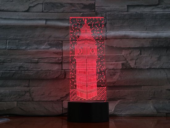 3D Led Lamp Met Gravering - RGB 7 Kleuren - Big Ben van Merkloos