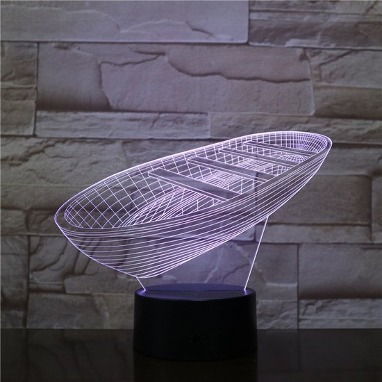 3D Led Lamp Met Gravering - RGB 7 Kleuren - Boot van Merkloos