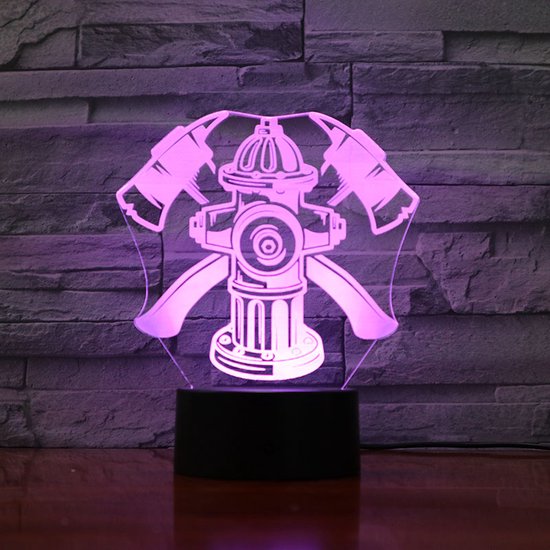 3D Led Lamp Met Gravering - RGB 7 Kleuren - Brandweer van Merkloos