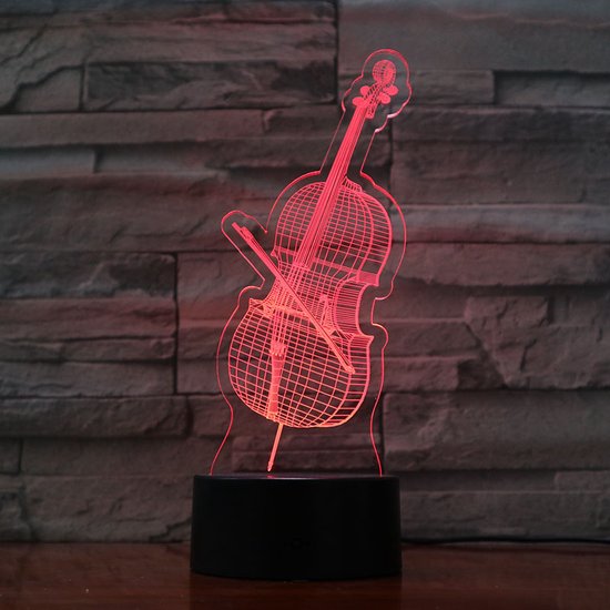 3D Led Lamp Met Gravering - RGB 7 Kleuren - Cello van Merkloos