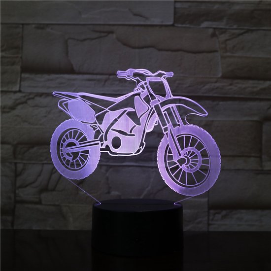 3D Led Lamp Met Gravering - RGB 7 Kleuren - Crossmoter van Merkloos