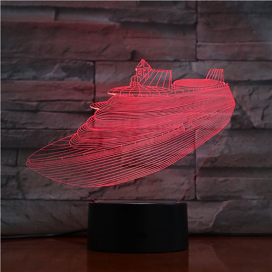 3D Led Lamp Met Gravering - RGB 7 Kleuren - Cruise Schip van Merkloos