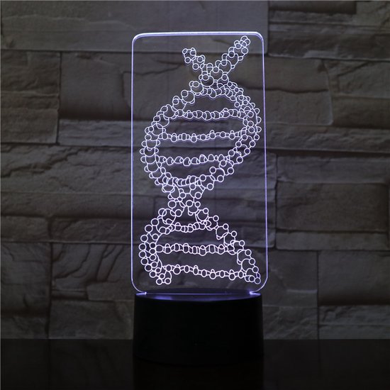 3D Led Lamp Met Gravering - RGB 7 Kleuren - DNA van Merkloos