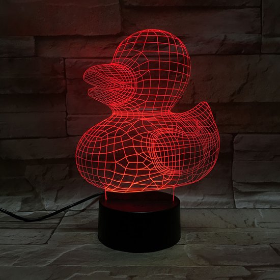 3D Led Lamp Met Gravering - RGB 7 Kleuren - Eendje van Merkloos