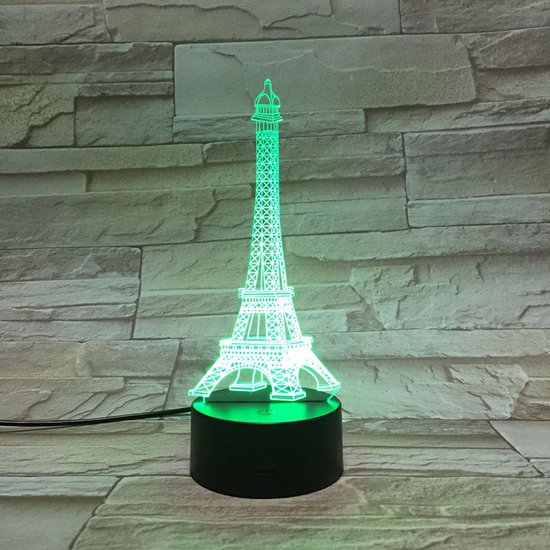 3D Led Lamp Met Gravering - RGB 7 Kleuren - Eiffeltoren