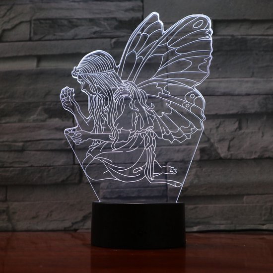 3D Led Lamp Met Gravering - RGB 7 Kleuren - Elf van Merkloos
