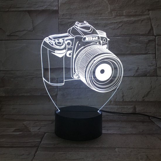 3D Led Lamp Met Gravering - RGB 7 Kleuren - Fotocamera van Merkloos