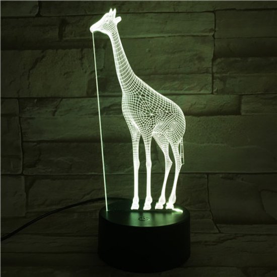 3D Led Lamp Met Gravering - RGB 7 Kleuren - Giraffe van Merkloos