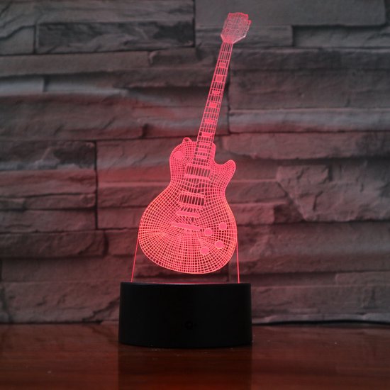 3D Led Lamp Met Gravering - RGB 7 Kleuren - Gitaar van My Custom Style
