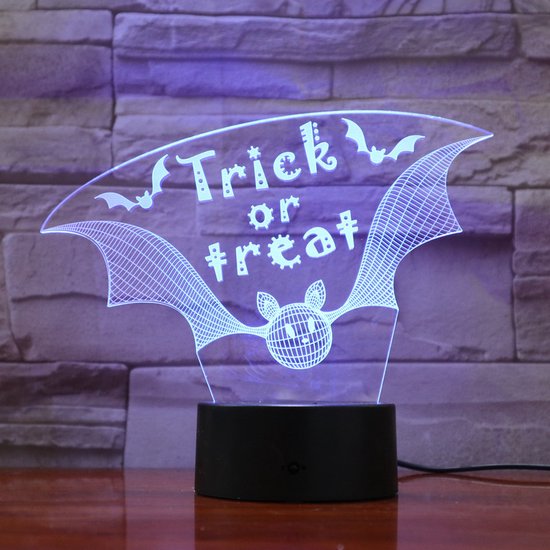 3D Led Lamp Met Gravering - RGB 7 Kleuren - Halloween van Rotsverk 3D.