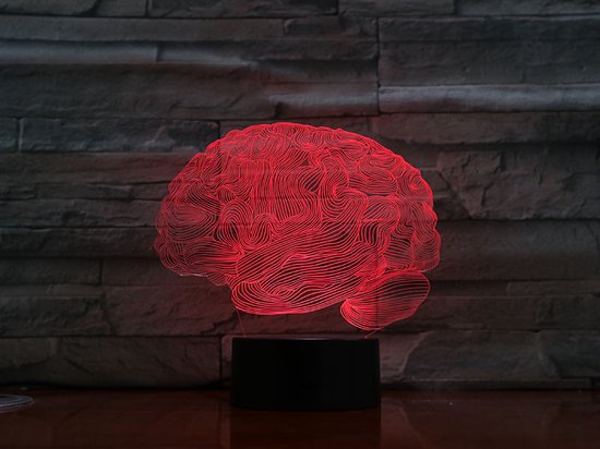 3D Led Lamp Met Gravering - RGB 7 Kleuren - Hersenen van Foppen_static