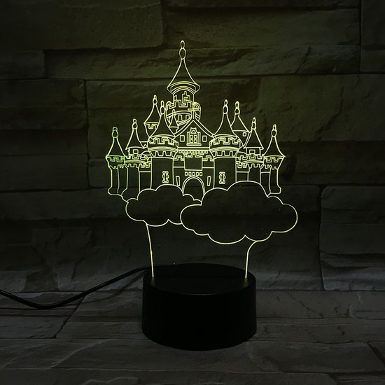 3D Led Lamp Met Gravering - RGB 7 Kleuren - Kasteel van Merkloos