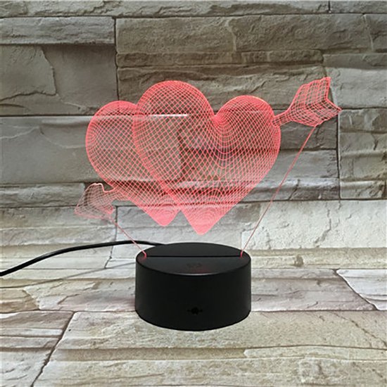 3D Led Lamp Met Gravering - RGB 7 Kleuren - Liefde van Merkloos