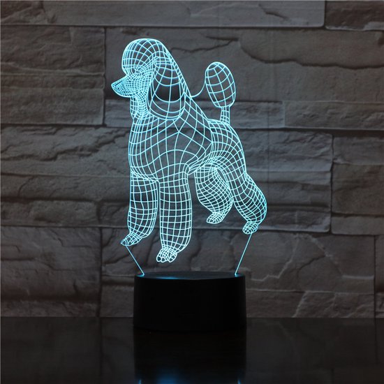 3D Led Lamp Met Gravering - RGB 7 Kleuren - Poedel van 2L Home & Garden