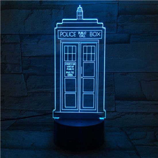 3D Led Lamp Met Gravering - RGB 7 Kleuren - Police Box van Merkloos