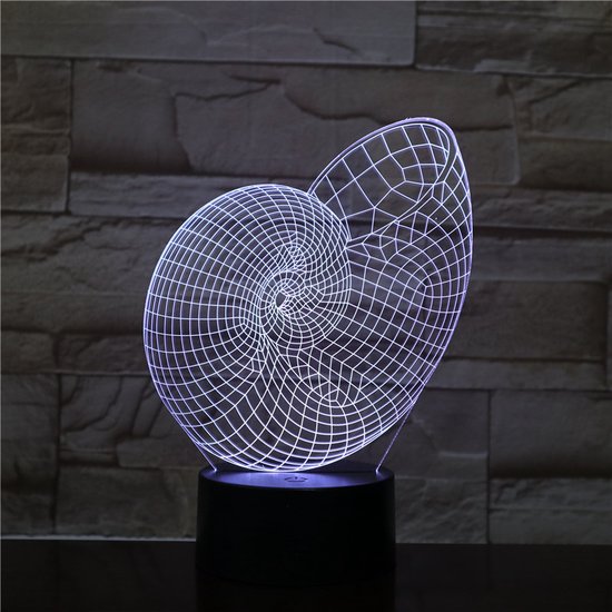3D Led Lamp Met Gravering - RGB 7 Kleuren - Schelp van Andeesax