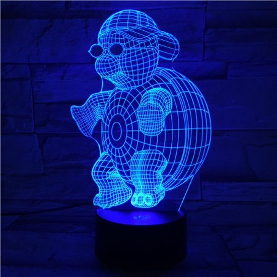 3D Led Lamp Met Gravering - RGB 7 Kleuren - Schildpad van Ninos®