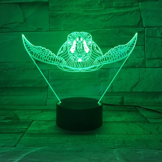 3D Led Lamp Met Gravering - RGB 7 Kleuren - Schilpad van Merkloos