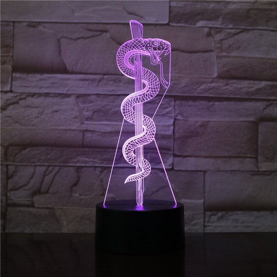 3D Led Lamp Met Gravering - RGB 7 Kleuren - Slang Cartoon van FundiCollective