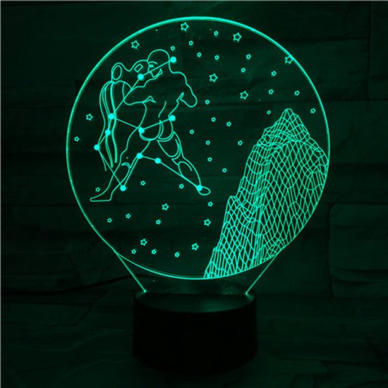 3D Led Lamp Met Gravering - RGB 7 Kleuren - Sterrenbeeld Waterman van Sokey
