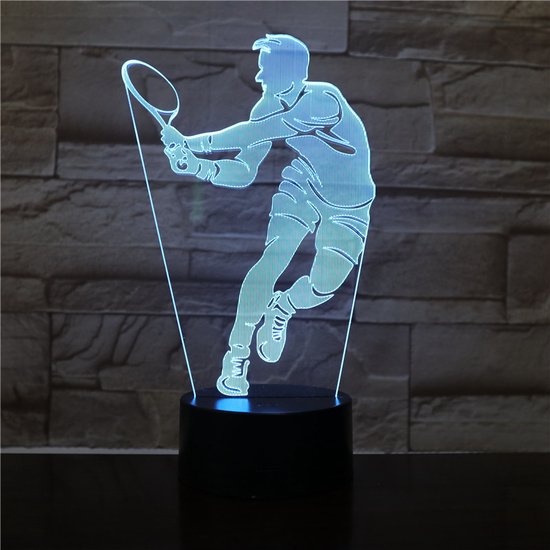 3D Led Lamp Met Gravering - RGB 7 Kleuren - Tennis van Merkloos