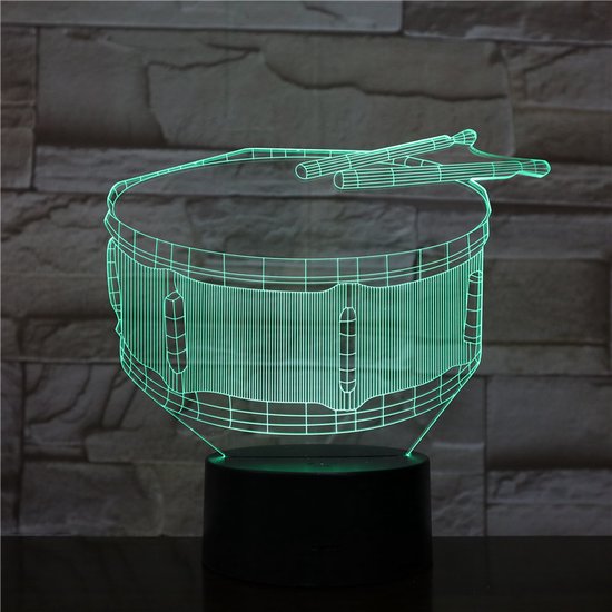 3D Led Lamp Met Gravering - RGB 7 Kleuren - Trommel van Merkloos