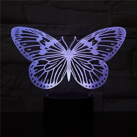 3D Led Lamp Met Gravering - RGB 7 Kleuren - Vlinder van ArtiCasa