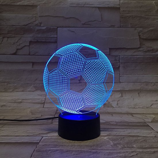 3D Led Lamp Met Gravering - RGB 7 Kleuren - Voetbal van Merkloos