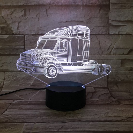 3D Led Lamp Met Gravering - RGB 7 Kleuren - Vrachtwagen van Merkloos
